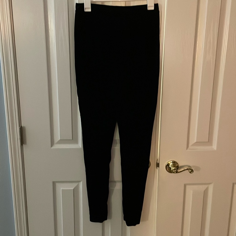 Brass Plum black velvet moto-style leggings